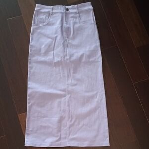 White Denim Maxi Skirt